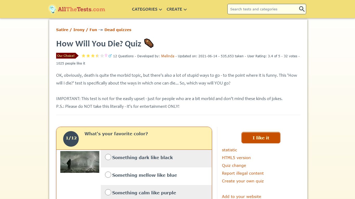 How Will You Die? Quiz ⚰️ - AllTheTests